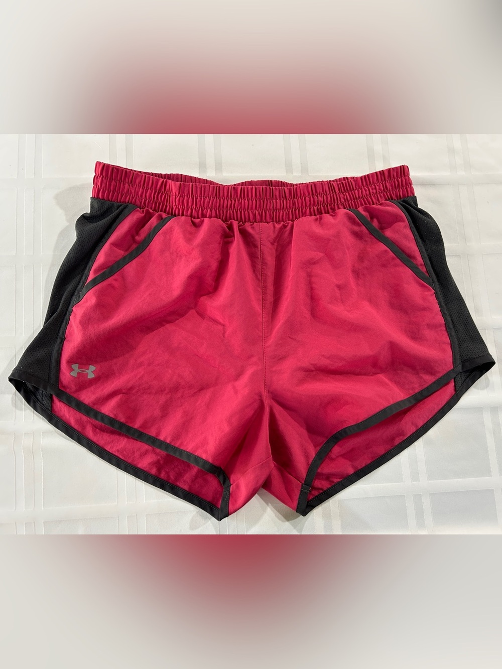 Women's Red Athletic Shorts with Black Trim